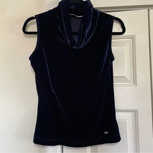 Tommy Hilfiger Navy Cowl Neck Sleeveless Velvet Like Shirt Size Medium